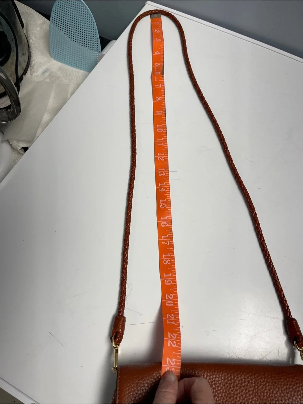 Tory Burch Cognac Pebbled Leather Crossbody Bag with Braided Strap